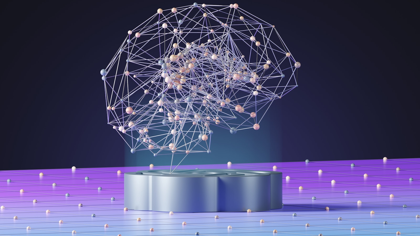 Abstract neural network sculpture representing AI platform implementation