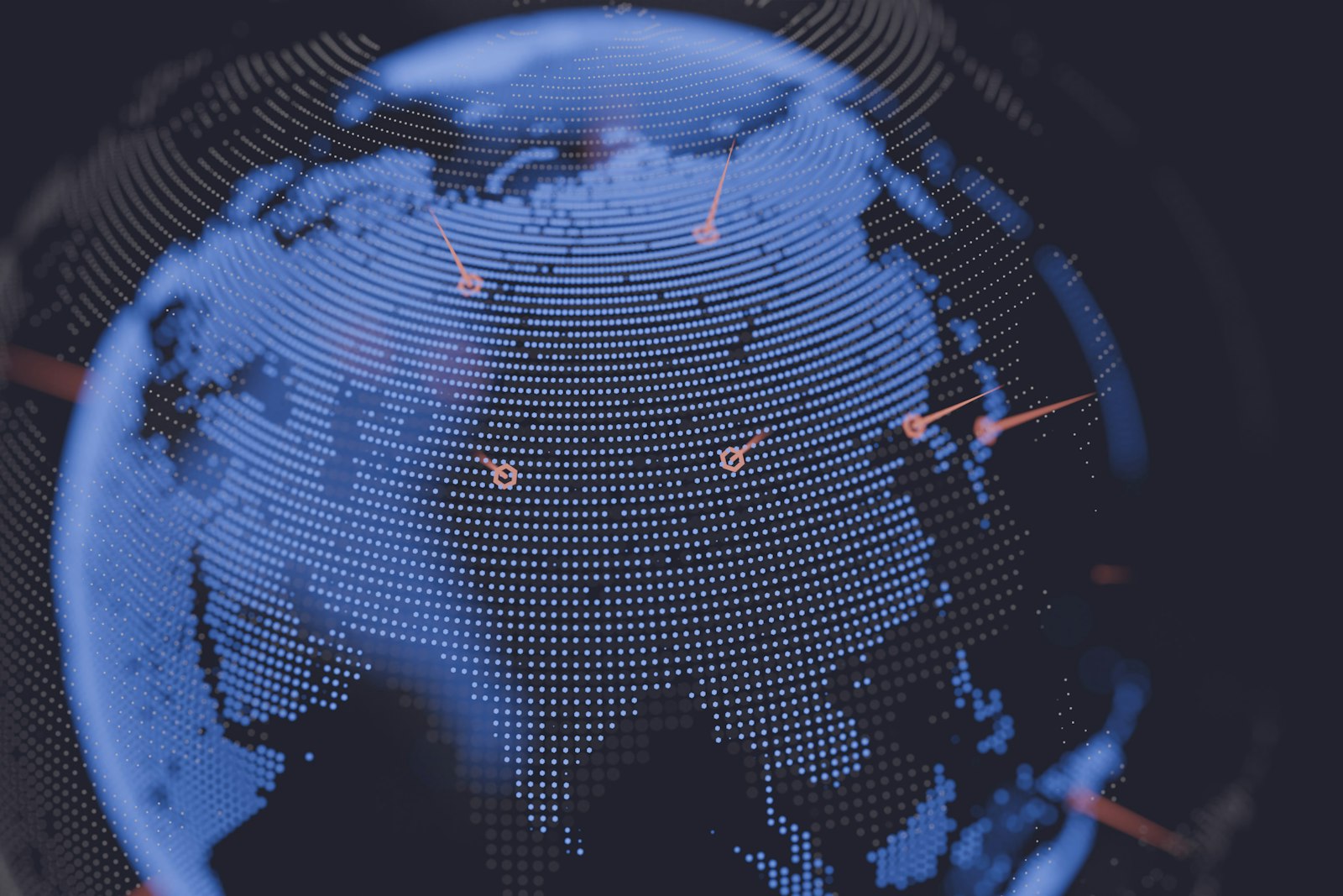Illuminated digital globe representing global offshore delivery network